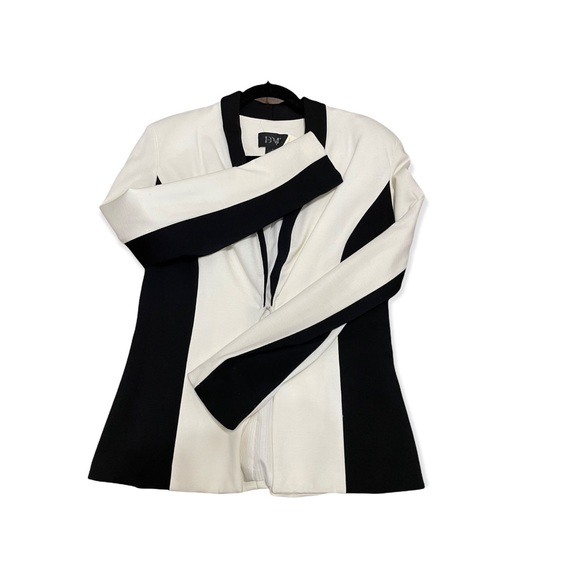 Donna Moore black & white Vero Modo jacket/topper rayon nylon spandex colorblock - Picture 4 of 5